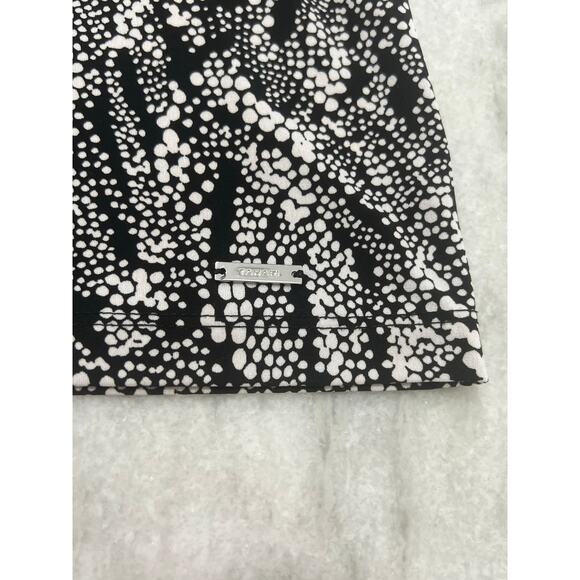 Tahari Black and White Print Slinky Knit Top Blouse Woman Size Large Career - Picture 5 of 8